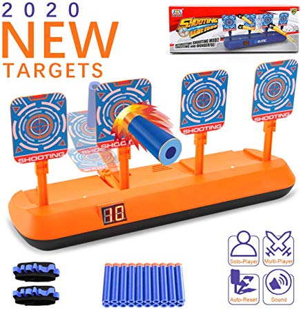 AUWOD Electric Scoring Auto Reset Shooting Digital Target for Nerf Gun with 20 Pcs Refill Darts and 2 Hand Wrist Band, Shooting Digital Target Toys for Boys and Girls