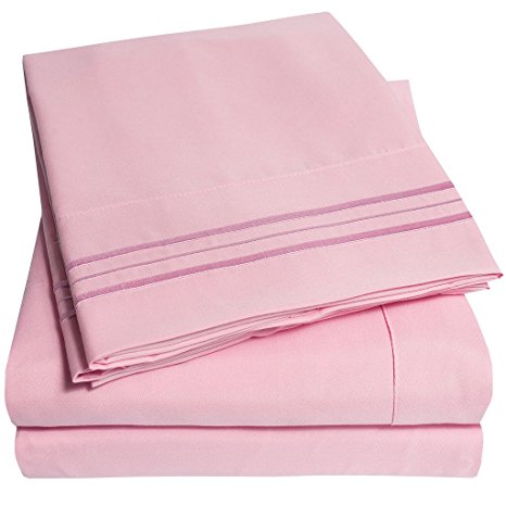 1500 Supreme Collection Bed Sheets - PREMIUM QUALITY BED SHEET SET & LOWEST PRICE, SINCE 2012 - Deep Pocket Wrinkle Free Hypoallergenic Bedding - Over 40  Colors - 4 Piece, Queen, Pink