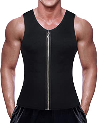 RIBIKA Mens Waist Trainer Vest Weight Loss Sauna Tank Top Sweat Vest Workout Running Shirt