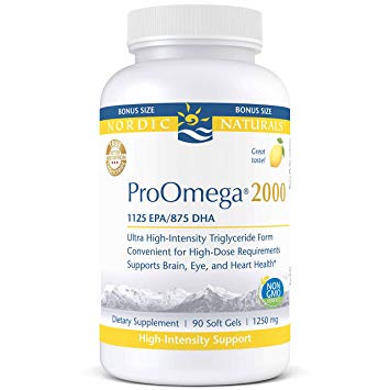 Nordic Naturals ProOmega 2000 - Fish Oil, 1125 mg EPA, 875 mg DHA, High-Intensity Support for Cardiovascular, Neurological, Eye, Joint, and Immune Health*, Lemon Flavored, 90 Soft Gels