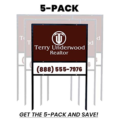 5-pack of 24"x18" Slide-in Real Estate Sign H-Frame With Rider