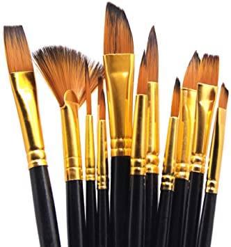 SEEFOUN 12 Pcs Handmade Professional Oil Paint Brushes Set, Anti-Shedding Nylon Hair for Acrylic, Oil, Watercolor and Gouache, Nice Gift for Artists, Adults & Kids