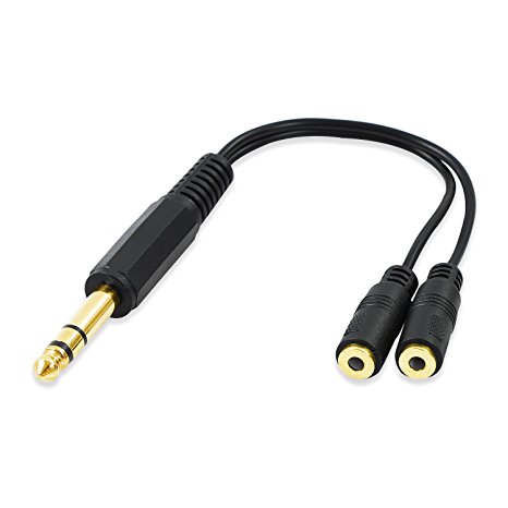 Onvian 6.35mm Male to Dual 3.5mm Female TRS 1/4" to 1/8" Audio Adapter Convertor Y Splitter Cable