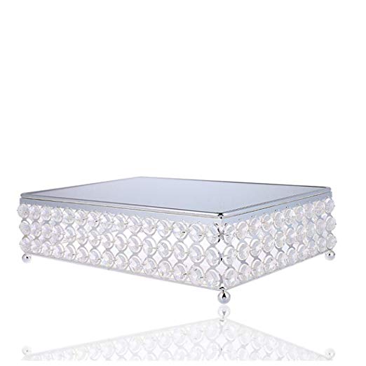 12 Inch Metal Cake Stand, Crystal Beads Wedding Birthday Party Dessert Cupcake Pedestal Display Plate(square(1))