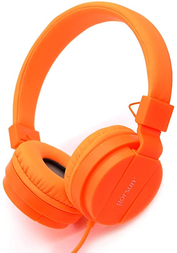 Bluelark(TM) Portable 3.5mm Foldable Over-Ear Headphone Headset Wired Pure Musical Audio Headphones Lightweght Cord Earphones Noise Cancelling Stereo Headsets for Phones, PC, MP3/ MP4 Player and More (Orange)