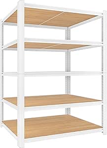 PrimeZone 36" W x 16" D x 72" H Storage Shelves, 5-Tier Adjustable Storage Utility Rack, Heavy Duty Metal Shelving Unit Organization Shelf for Kitchen Pantry Closet Garage Warehouse, White