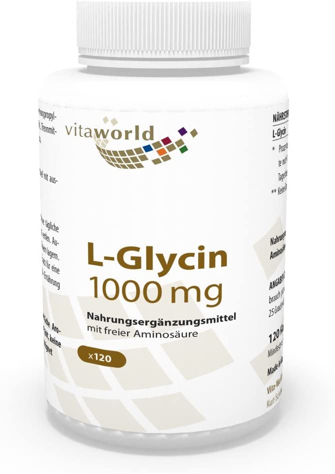 Vita World L-Glycine 1000mg 120 Capsules Made in Germany Amino Acid