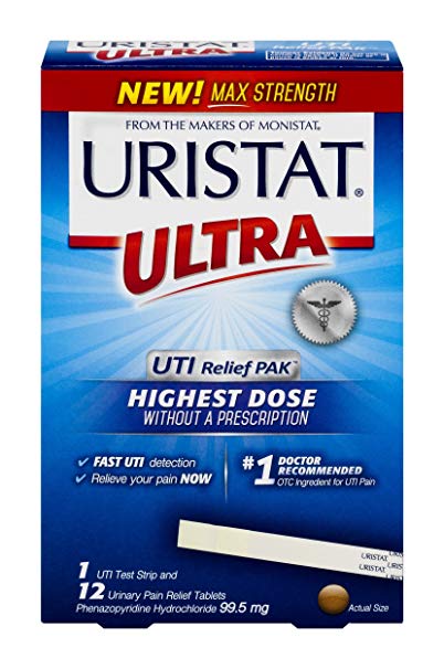Uristat Ultra UTI Pain Relief Tablets with Test Strip, 12 Count