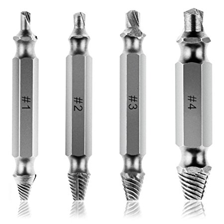 Vastar AG04 Screw Remover Tool and Extractor Set Grab Damaged Fasteners with Speed and Precision, Set of 4 Damaged Screw Remover