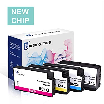 BJ Remanufactured Ink Cartridge Replacement for HP 952XL (Black, Cyan, Magenta, Yellow, 4-Pack) for OfficeJet 7740, 8702, 8715 & OfficeJet Pro 7740, 8210, 8710, 8726, 8727, 8746, 8747
