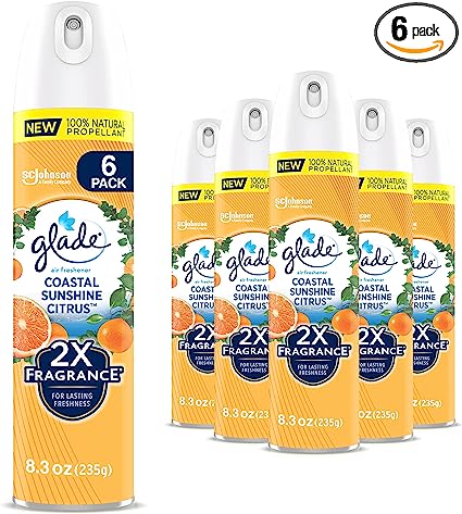 Glade Air Freshener Room Spray, Coastal Sunshine Citrus, 8.3 oz, 6 Count