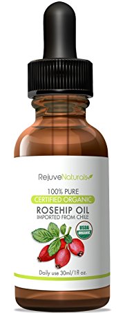 Organic Rosehip Oil ~ 100% Pure and Unrefined Virgin Rosehip Seed Oil, 1 oz ~ Anti Aging, Antioxidant Rich Skin Moisturizer for Improving the Look of Face Wrinkles, Scars, Acne & Stretch Marks