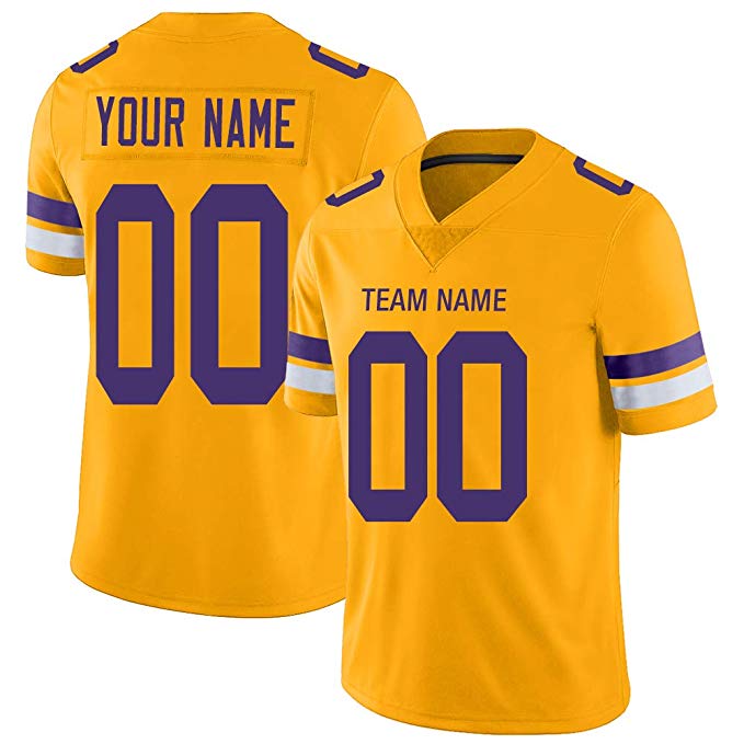 Custom Gold/Yellow/Grey Football Jersey Design Your OWN Names and Numbers for Men/Women/Youth