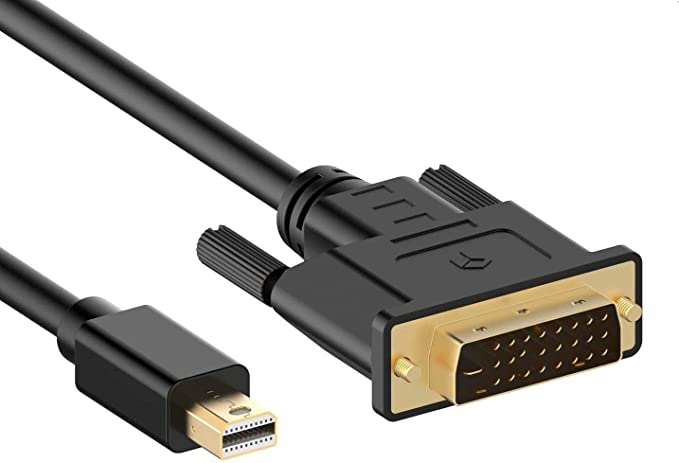 REALMAX®【2M 】Mini Displayport to DVI Cable, Mini DP Display Port to DVI-D (24 1) Adapter Thunderbolt 2 1080p Male to Male Gold-Plated Cord for MacBook Pro, iMac, Lenovo, ThinkPad and Laptop - Black