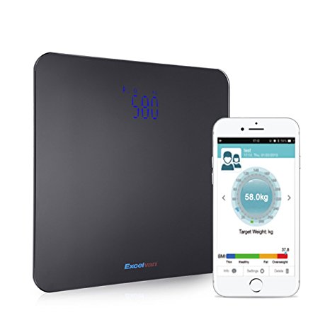Excelvan Bluetooth Electronic Weight Scale Smart Scale with APP pp for iOS and Android Devices( Measure Weight / BMI )