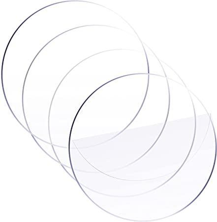 Circle Clear Acrylic Sheet, 12 x 12 Inches Round Acrylic Disc 1/16 Inches Thick Transparent Acrylic Panel for DIY Projects and Crafts (4)