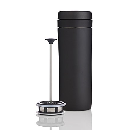 Espro Travel Tea Press, Stainless Steel, 12 oz (Tea Filter, Matte Black)