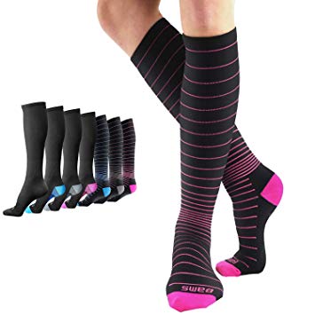 BAMS Premium Bamboo Compression Socks 15-20 mmHg for Men & Women – Best Antibacterial Graduated Knee-High Sock with Hypoallergenic Odor-Kill Technology for Running, Sports, Travel, Maternity (1 Pair)