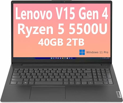 OEM Lenovo V15 Gen 4 AMD Ryzen 5 5500U (Beats Intel i5-1235U), 15.6" FHD, 40GB RAM, 2TB NVMe, WiFi, BT, RJ45, Webcam, W11P, Business Laptop