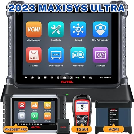 Autel MaxiSys Ultra with Extra MaxiCOM MK808BT PRO & MaxiTPMS TS501 Bundle, 2023 Top Intelligent & Topology 2.0, [$2000] 5in1 VCMI, Dealer-Level ECU Programming & Coding, Updated of MS919 /MS909