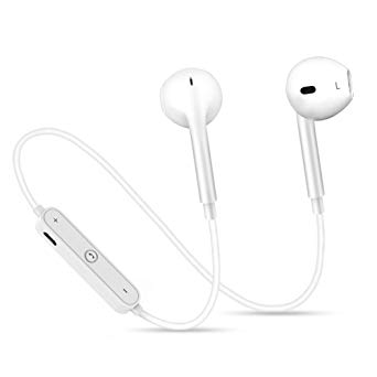 GEJIN Bluetooth Headphones, Wireless Earbuds HD Stereo Earphones Built-in Mic for Running Workout(White)