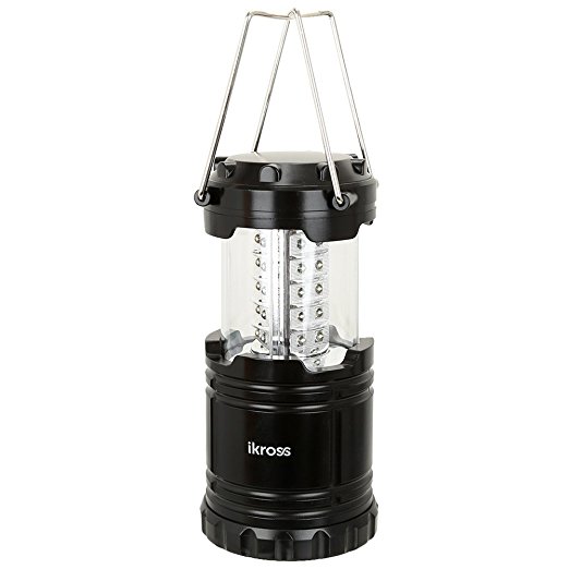 iKross Collapsible Outdoor Camping Lantern with Bright 60 Lumens output - Black