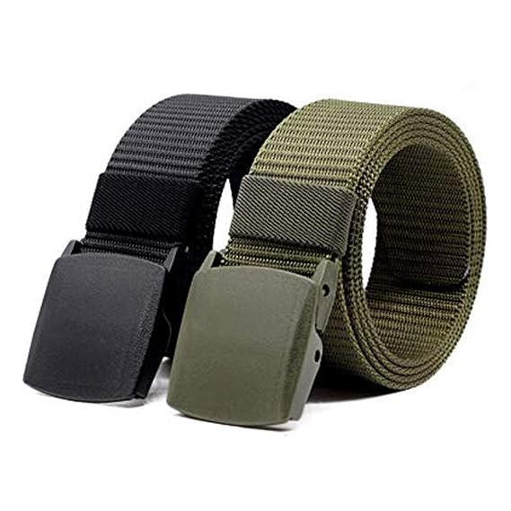 EDIFIER Unisex Nylon & Canvas Waist Belt (BLT063_05_Black & Green)