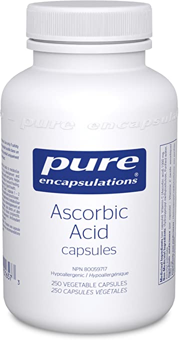Pure Encapsulations - Ascorbic Acid Capsules - Hypoallergenic Vitamin C Supplement for Antioxidant Support - 250 Vegetable Capsules