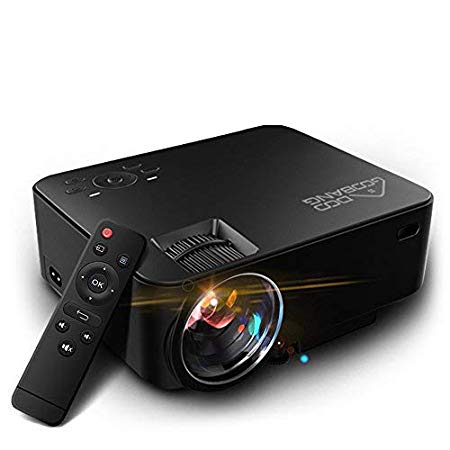 GooBang Doo Projector, T20 Portable Mini Home Theater Video Projector 1080P 1500 Lumens 800480 Resolution for TV Laptop SD Android TV Box Support HDMI USB SD AV VGA TV Interface