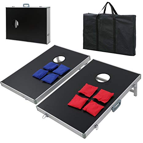 ZENY 3' x 2' Portable Beanbag CornHole Game Set with 8 Bean Bags and Carrying Case for Tailgate Party Backyard BBQ