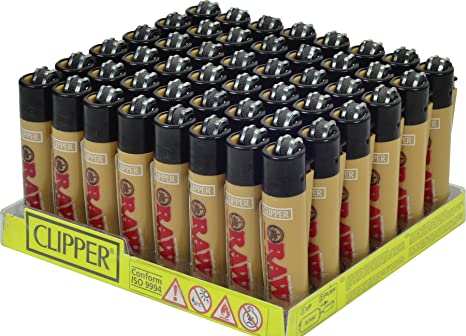 Raw Regular Size Clipper Lighter with System to roll Cigarettes 48 Tray