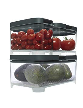 Rubbermaid 2042884 FreshWorks Countertop Food Storage Produce Saver, Set, Clear/Grey