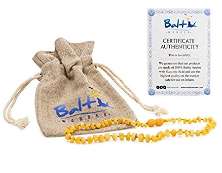 Baltic Amber Teething Necklace For Babies (Unisex) (Raw Milky) - Anti Inflammatory, Drooling & Teething Pain Reduce Properties - Natural Certificated Oval Baltic Jewelry with the Highest Quality