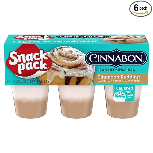 Snack Pack Cinnabon Bakery Inspired Flavored Pudding Cups, 3.25 oz. 6 Count