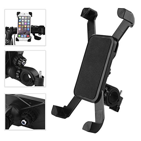 ROCKBROS Universal Adjustable Cell Bike Phone Mount Holder Cradle (Black) for Motorcycle / Bicycle Handlebar, iPhone 5/5S/6/6S Plus, Samsung Galaxy S4/S5/S6/S7 CS288