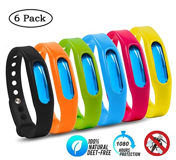 Mosquito Waterproof Repellent Bracelet Insect Repellent Bands 6 Pack, Non-Toxic Travel Insect Repellent, Safe for Kids & Adults, Keeps Bugs Away