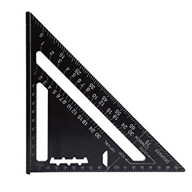 7 Inch Rafter Square Carpenter Square Aluminum Square Layout Tool with Black Oxide Finish(Metric)