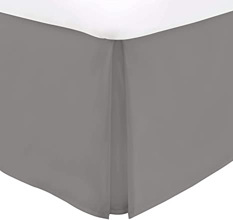 Silver Solid, Bed Skirt 800 Thread Count 100% Egyptian Cotton 1Pcs Split Corner Box Pleated Bed Skirt 21" Inch Drop, California King Size (72" x 84") Inch,