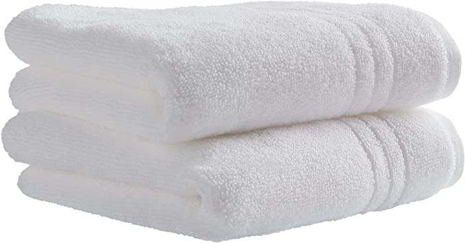 Rivet Quick-Dry Cotton Hand Towel Set, Set of 2, Bright White