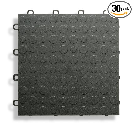 BlockTile B0US4230 Garage Flooring Interlocking Tiles Coin Top Pack,  Black, 30-Pack
