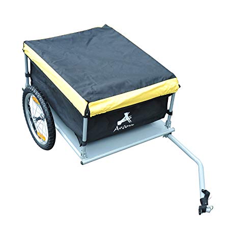 Aosom Bicycle Bike Cargo Trailer Garden Utility Cart Carrier Tool Yellow
