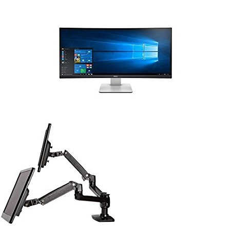 Two Dell UltraSharp U3415W 34-Inch Curved LED-Lit Monitors Bundled with AmazonBasics Dual Side-by-Side Mounting Arm