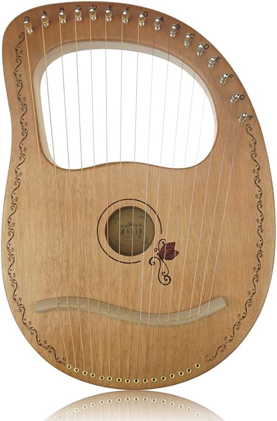 Flying Melody“OW”16-String Wooden Lyre Harp,Mahogany Wood String Instrument with Carry Bag,Tuning Wrench,Cleaning Cloth and backup 16 Strings