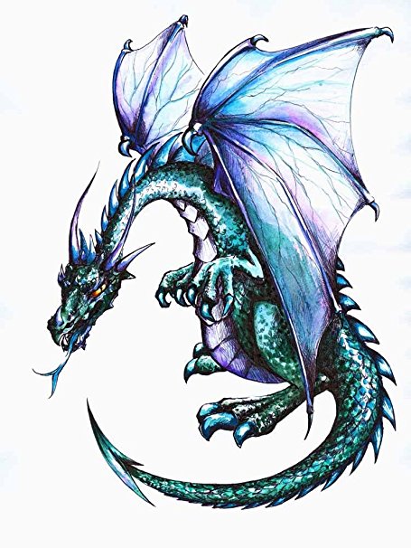 Blue Dragon Wall Decal - 12"H x 9"W - Peel and Stick Wall Decal by Wallmonkeys