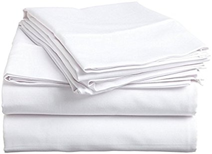 White Solid Queen Size Ultra Soft Natural 4 PCs Bed Sheet Set 16" Deep Elastic All Round 100% Cotton 400-Thread-Count Extremely Stronger Durable By Aashi