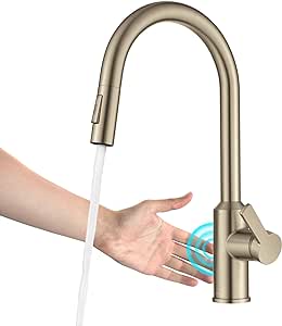 KRAUS Oletto Touchless Sensor Pull-Down Single Handle Kitchen Faucet in Spot-Free Antique Champagne Bronze, KSF-2830SFACB