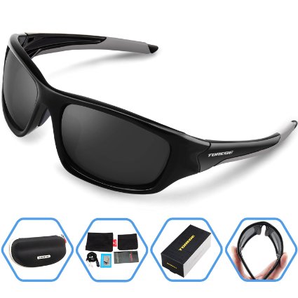 Torege Polarized Sports Sunglasses For Man Women Cycling Running Fishing Golf TR90 Unbreakable Frame TR011