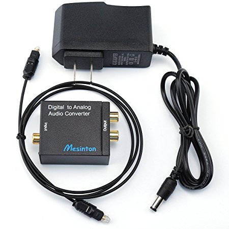 Mesinton Digital Optical Coax to Analog R/L audio converter, Digital to Analog Audio Converter With Optical Toslink Cable Optical and Coaxial DAC