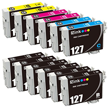 E-Z Ink (TM) Remanufactured Epson 127 High Yield Ink Cartridge Replacement (6 Black, 2 Cyan, 2 Magenta, 2 Yellow) 12 Pack for NX530 NX625 WF-3520 WF-3530 WF-3540 WF-7010 WF-7510 WF-7520 545 645 840