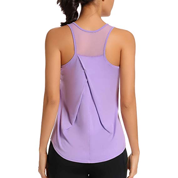 CNJUYEE Workout Tank Tops for Women Activewear Gym Exercise Training Shirts Athletic Yoga Tops Racerback Mesh Sports Shirts
